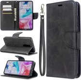 Voor xiaomi redmi 8 lamsvacht textuur pure kleur horizontale flip pu lederen case met houder & kaartsleuven & portemonnee & lanyard (zwart)