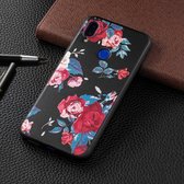 ReliÃ«f geschilderd rood bloempatroon TPU-hoesje voor Xiaomi Redmi Note 7 / Redmi Note 7 Pro