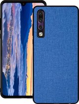 Schokbestendige doek textuur pc + tpu beschermhoes voor Huawei P30 (donkerblauw)