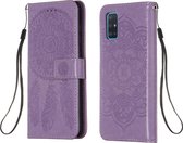 Voor Galaxy A51 Dream Catcher afdrukken Horizontale flip lederen tas met houder & kaartsleuven & portemonnee & lanyard (paars)