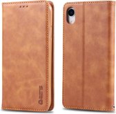 Voor iPhone XR AZNS retro textuur magnetische horizontale flip pu lederen case met houder & kaartsleuven & fotolijst (geel)