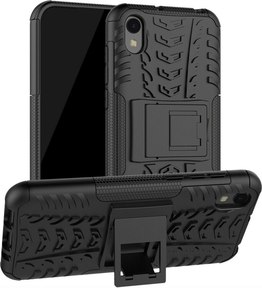 Huawei Y5 2019 Backcover - Zwart - Shockproof Armor - met kickstand