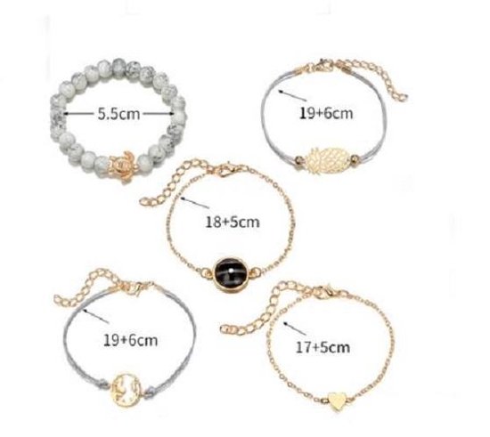 Nr. 9 - Armbanden set Ibiza Style - Grijze armbanden set 5-delig