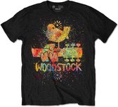 Woodstock - Splatter Heren T-shirt - S - Zwart