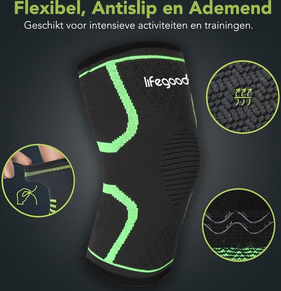 LifeGoods Compressie Knie Brace - 2 stuks - maat L - Elastisch
