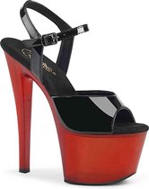Pleaser Sandaal met enkelband, Paaldans schoenen -36 Shoes- SKY-309T Paaldans schoenen Zwart/Rood