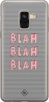 Samsung A8 (2018) hoesje siliconen - Blah blah blah | Samsung Galaxy A8 (2018) case | blauw | TPU backcover transparant