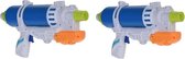 2x Waterpistolen/waterpistool blauw/wit van 34 cm kinderspeelgoed - waterspeelgoed van kunststof