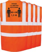 4x Oranje Corona/COVID-19 vesten/hesjes 1,5 meter afstand voor volwassenen - Veiligheidsvest werkkleding - RIVM regels/richtlijnen - Flatten the curve - Stay safe
