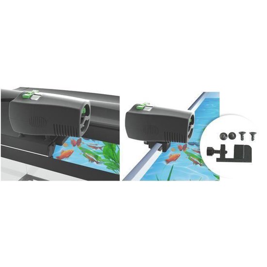 GAMWATER 60 ml automatische voederdispenser voor aquariumvissen, voederautomaat met timer, oplaadbare voederdispenser met timer, met USB-kabel, lcd-display