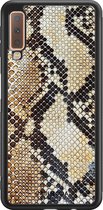 Samsung A7 2018 hoesje - Snake / Slangenprint bruin | Samsung Galaxy A7 (2018) case | Hardcase backcover zwart