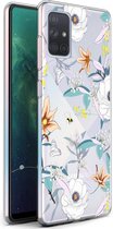 iMoshion Design voor de Samsung Galaxy A71 hoesje - Bloem - Wit