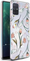 iMoshion Design voor de Samsung Galaxy A71 hoesje - Bloem - Roze / Groen