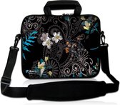 Laptoptas 13,3 inch zwart patroon bloemen - Sleevy