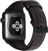 By Qubix Luxe Echt Lederen bandje - Donkerbruin - Geschikt voor Apple Watch 42mm - 44mm - 45mm - Ultra - 49mm - Compatible Apple watch bandje -