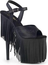 Pleaser Sandaal met enkelband, Paaldans schoenen -36 Shoes- FLAMINGO-809FRG Paaldans schoenen Zwart