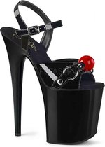 Pleaser - FLAMINGO-809GB Sandaal met enkelband, Paaldans schoenen - Paaldans schoenen - 39 Shoes - Zwart