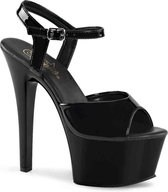 Aspire-609 stiletto sandal with ankle strap black patent - (EU 37 = US 7) - Pleaser