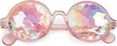 Freaky Glasses® | Basic caleidoscoop bril transparant roze | flower
