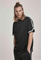 Urban Classics Heren Tshirt -L- Oversized Stripes Mesh Zwart