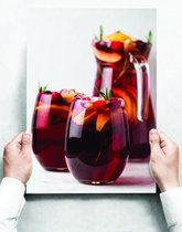 Wandbord: Sangria in glazen met fruit - 30 x 42 cm