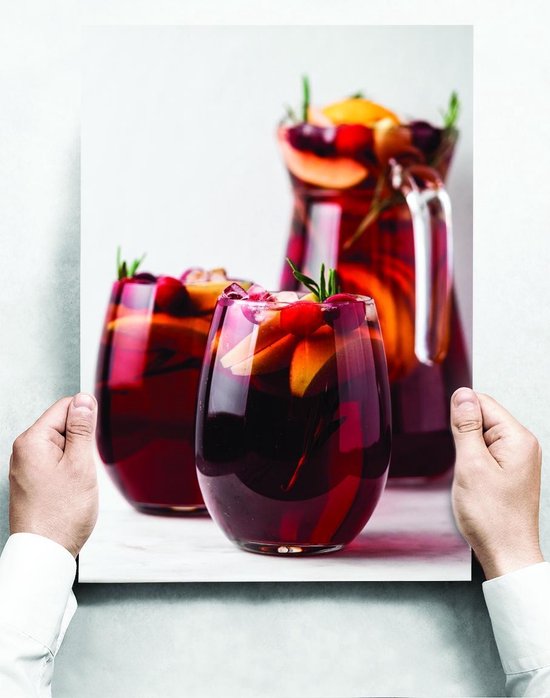 Wandbord: Sangria in glazen met fruit - 30 x 42 cm | bol.com