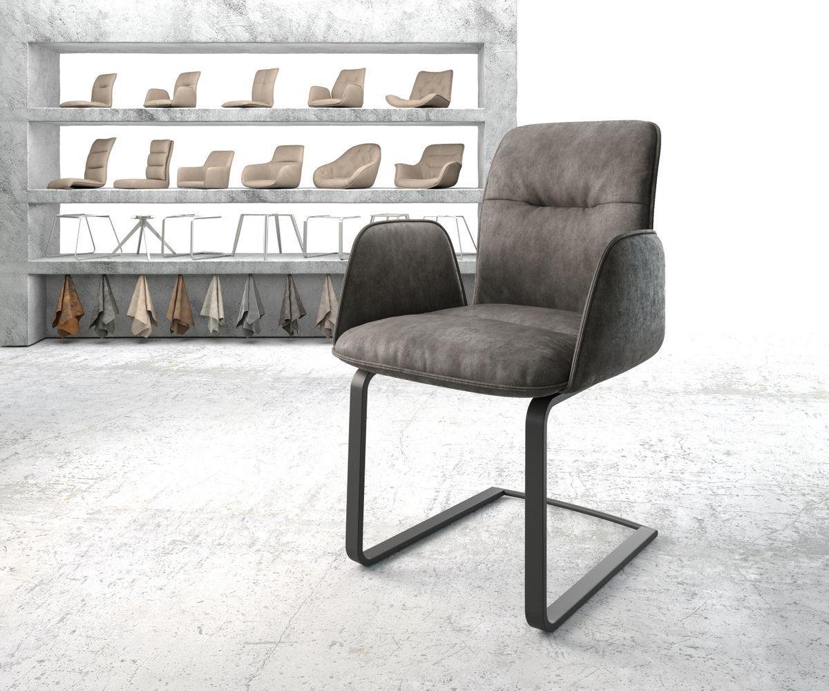 Sledestoel Vinja-Flex sledemodel vlak zwart microvelours antraciet vintage
