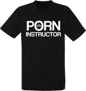 Porn Instructor heren t-shirt zwart | funny | vrijgezellenfeest | man | maat M