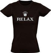 Relax dames t-shirt zwart | cadeau | grappig | maat L