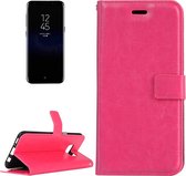 Voor Galaxy S8 Retro Crazy Horse Texture Horizontaal Flip Leren Case met Houder & Kaartsleuven & Portemonnee & Fotolijst & Lanyard (Magenta)