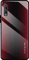 Voor Huawei Honor 9x Texture Gradient Glass beschermhoes (rood)