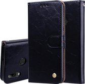 Business Style Oil Wax Texture Horizontal Flip Leather Case voor Huawei P Smart 2019, met houder & kaartsleuven & portemonnee (zwart)