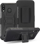 Voor Huawei P20 Lite PC + siliconen terugclip schuifhoes beschermhoes (zwart)