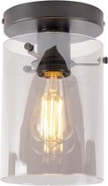 QAZQA dome - Design Plafondlamp - 1 lichts - Ø 15 cm - Zwart -  Woonkamer | Slaapkamer