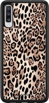 Samsung A70 hoesje - Luipaard print bruin | Samsung Galaxy A70 case | Hardcase backcover zwart