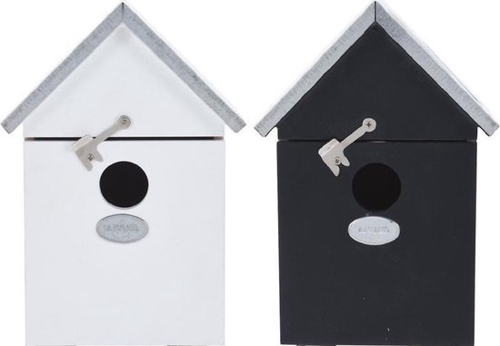Trouw Katholiek kruipen 2x Vogelhuisje/nestkastje wit en zwart 20 cm met puntdak - Witte/zwarte  vogelhuisjes... | bol.com