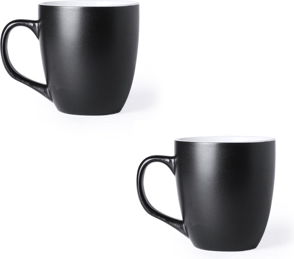8x Drinkbeker/mok zwart 440 ml - Keramiek - Zwarte mokken/bekers voor onbijt en lunch