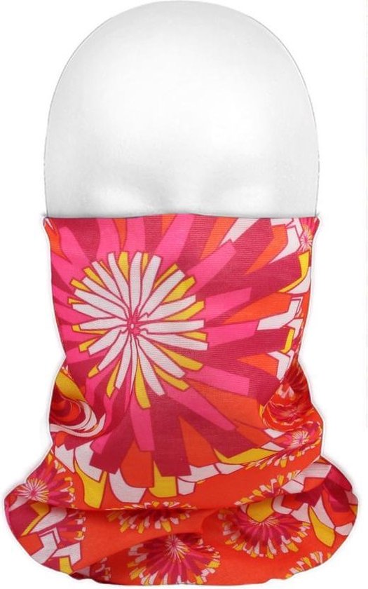 Multifunctionele morf sjaal gekleurde bloemen print voor volwassenen - Rood/Roze/Geel - Gezichts bedekkers - Maskers voor mond - Windvangers