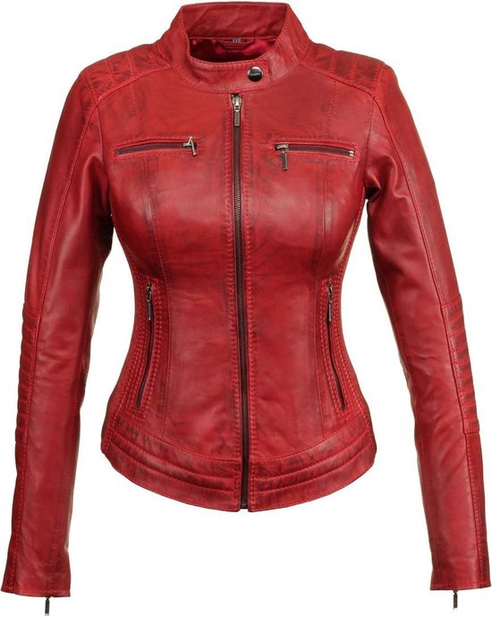 Versano Mesa Leren Dames Bikerjack Dames Jas M - Rood