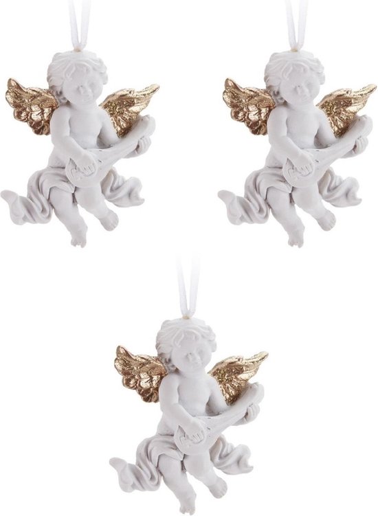 magie Plantkunde ik draag kleding 3x Kerstboomdecoratie witte/gouden engeltjes met lute 8 cm -  kerstboomversiering -... | bol.com