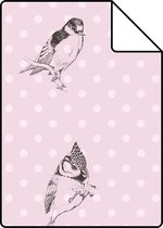 Proefstaal ESTAhome behangpapier vogels zacht roze - 115747 - 26,5 x 21 cm