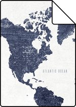 Proefstaal ESTAhome behangpapier vintage wereldkaarten donkerblauw - 138972 - 26,5 x 21 cm