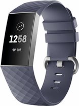 Siliconen Smartwatch bandje - Geschikt voor  Fitbit Charge 4 silicone band - grijsblauw - Maat: L - Horlogeband / Polsband / Armband