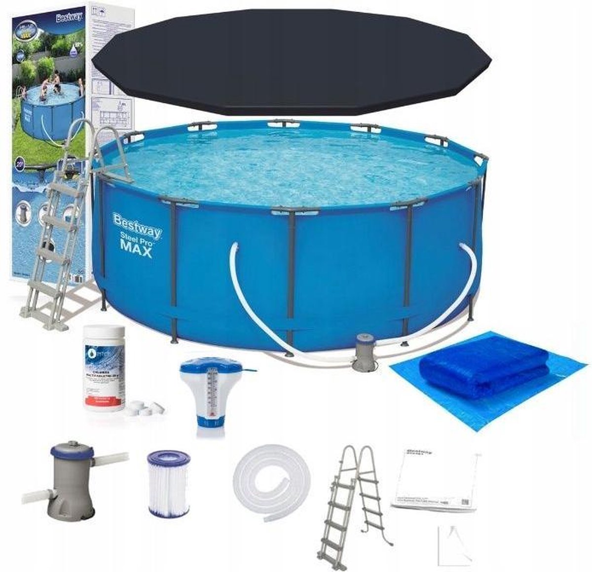 Zwembad de Luxe 457x122 - inclusief heel veel accessoires - buiten opzetzwembad