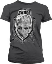 GUARDIANS OF THE GALAXY - T-Shirt Groot Distressed Shield - GIRL (M)