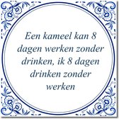 Tegeltje met hangertje - Een kameel kan 8 dagen werken zonder drinken, ik 8 dagen drinken zonder werken