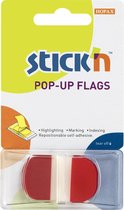 Stick'n Index tabs - Bladwijzers - 45x25mm - Neon Transparant Rood - Ronde Hoeken - 36 Sticky Tabs