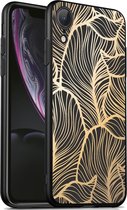 iMoshion Design voor de iPhone Xr hoesje - Bladeren - Goud / Zwart