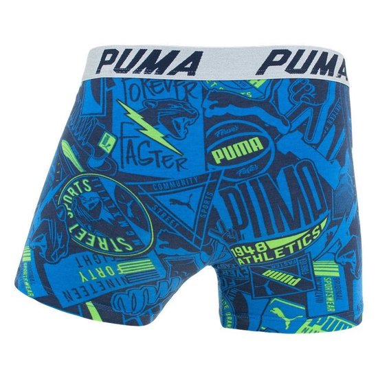 Puma - AOP Boxer | Boys Jongens - - 2P 152 bol Ondergoed - Blauw/Groen