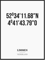 Poster/kaart LIMMEN met coördinaten